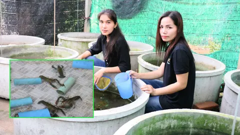 สาวด่านซ้าย ทำฟาร์มกุ้งก้ามแดง 3 ปี จับขายมีรายได้เดือนละ 3 หมื่น
