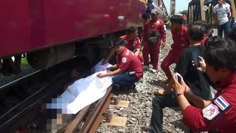สยอง! รถไฟทับร่างชายไม่ทราบชื่อ ขาดเป็น 2 ท่อน อยุธยา (คลิป)