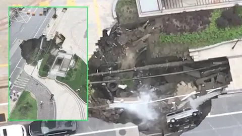 ไม่ใช่ CG หนังภัยพิบัติถล่มโลก! ชมคลิป แผ่นดินยุบของจริงที่เมืองจีน  