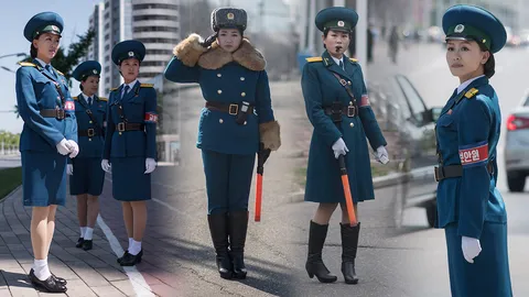 กุหลาบเหล็กแห่งเปียงยาง! ตำรวจจราจรสวย ผ่านเลนส์ช่างภาพสื่อต่างชาติ (ภาพชุด)