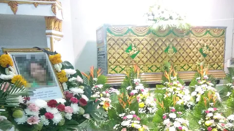 ย่าตั้งศพ 'น้องรุ้ง' วัดที่สมุทรปราการ ซึ้งชาวบ้านไม่รู้จักร่วมงาน