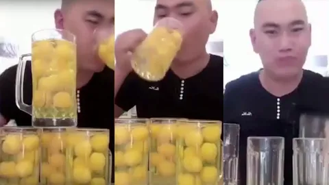 ไข่ดิบครึ่งร้อยตอกใส่5แก้วเบียร์ หนุ่มจีนกระดกหมดใน17วินาที (ชมคลิป)