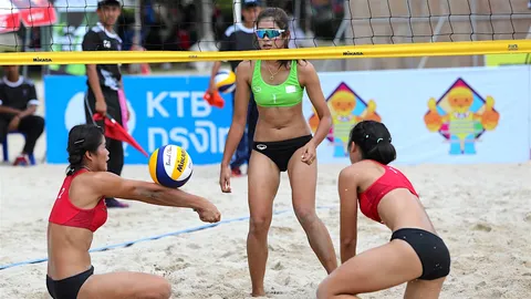 กาฬสินธุ์ชิงกันเอง! 'เต้ย-แต้' ผงาดซิวทอง ตบลูกยางชายหาด สงขลาเกมส์