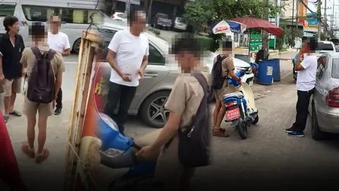 ด่าขรมโซเชียล! ลุงขับเบนซ์ตบเด็ก ขี่เฉี่ยวรถ ยันแล้วเป็นอดีต ตร.อาสา จริง! (คลิป) 