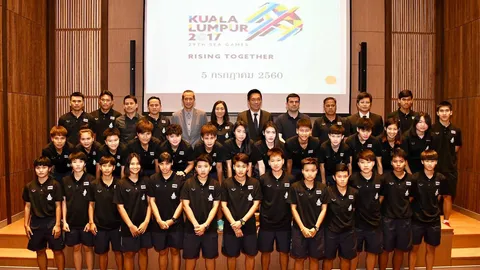 คึกคัก! โต๊ะเล็กชาย-หญิงทีมชาติไทย ตบเท้ารายงานตัวสู้ศึกซีเกมส์