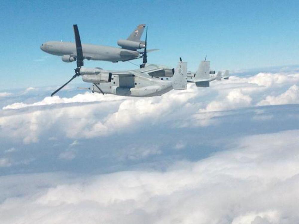MV2-22 รับเชื้อเพลิงจาก KC-10 ภาพโดย Mike yao ทวิตเตอร์ @TheBaseLeg