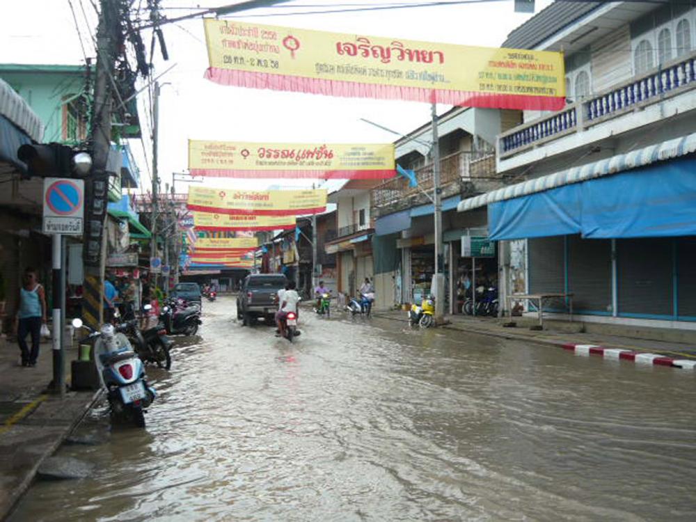 น้ำท่วมขังในเขตชุมชน