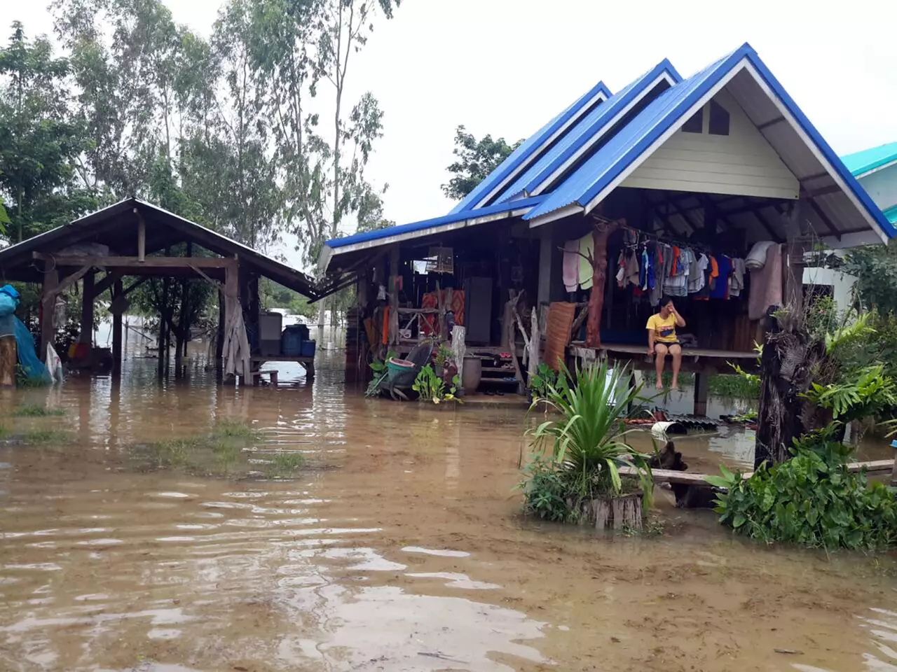 ฝนถล่มบึงกาฬต่อเนื่องทำน้ำท่วมหลายจุด บ้านขี้เหล็กน้อย ถูกตัดขาด