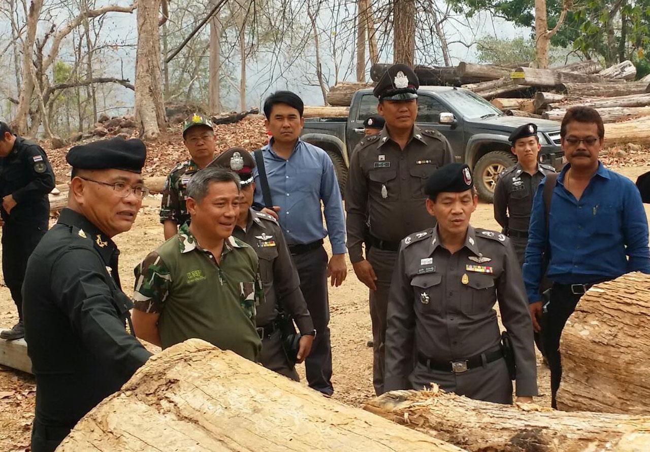 พบพิรุธมีร่องรอยการถากหัวไม้ทิ้งเพื่อลบตราตรวจยึดในกองไม้ของกลาง