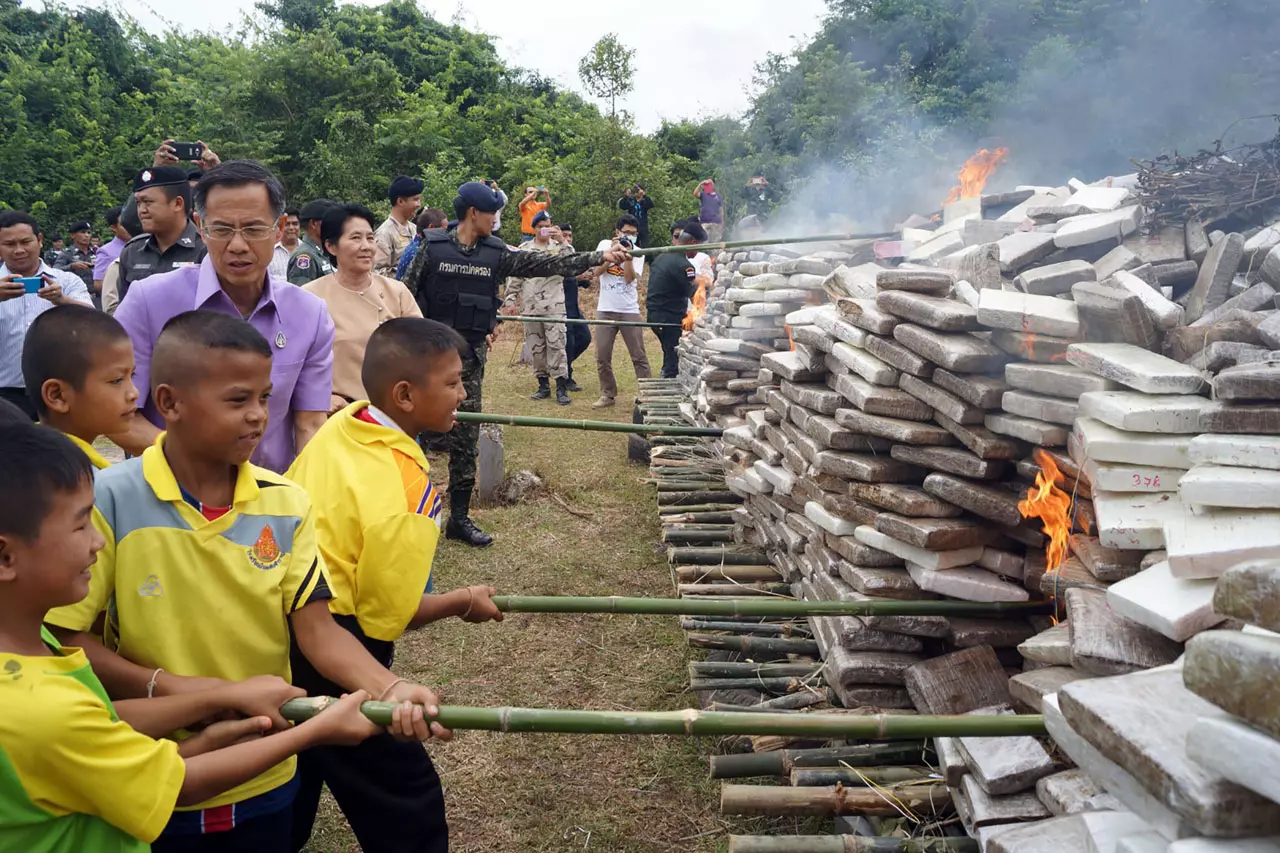 เห็นแล้วเมา ผวจ.บึงกาฬ นำทีมเผากัญชามากว่า 8 ตัน มูลค่า 120 ล้าน  