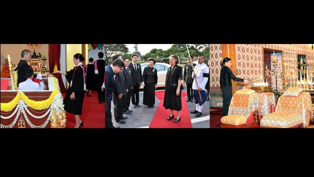(ซ้าย)สมเด็จพระบรมโอรสาธิราชฯ สยามมกุฎราชกุมาร เสด็จพระราชดำเนินแทนพระองค์ไปพระราชทานปริญญาบัตรแก่ผู้สำเร็จการศึกษาจาก มหาวิทยาลัยธรรมศาสตร์ ประจำปีการศึกษา 2558 ณ หอประชุมมหาวิทยาลัยธรรมศาสตร์ ท่าพระจันทร์ เมื่อวันที่ 13 พฤศจิกายน.(กลาง)สมเด็จพระเทพรัตนราชสุดาฯ สยามบรมราชกุมารี เสด็จพระราชดำเนินไปทรง เปิดการประชุมสามัญประจำปีของสมาคมมหาวิทยาลัยนานาชาติ ครั้งที่ 15 และการฉลองครบรอบที่ระลึก 100 ปี อุดมศึกษาไทย ณ หอประชุมจุฬาลงกรณ์มหาวิทยาลัย เมื่อวันที่ 13 พฤศจิกายน.(ขวา)พระเจ้าหลานเธอ พระองค์เจ้าสิริวัณณวรีนารีรัตน์ เสด็จไปในการบำเพ็ญพระกุศลสวดพระอภิธรรม ถวายพระบรมศพ พระบาทสมเด็จพระปรมินทรมหาภูมิพลอดุลยเดช มหิตลาธิเบศรรามาธิบดี จักรีนฤบดินทร สยามินทราธิราช บรมนาถบพิตร ณ พระที่นั่งดุสิตมหาปราสาท เมื่อวันที่ 13 พฤศจิกายน.