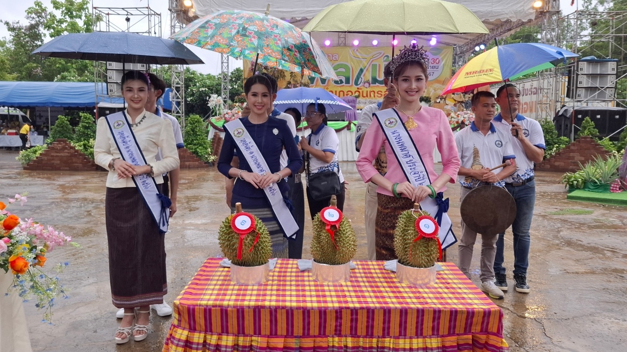 ประมูลทุเรียนภูเขาไฟ ในงานเทศกาลผลไม้และของดีกันทรลักษ์ 67 ไปสุดที่ 3 แสนกว่า