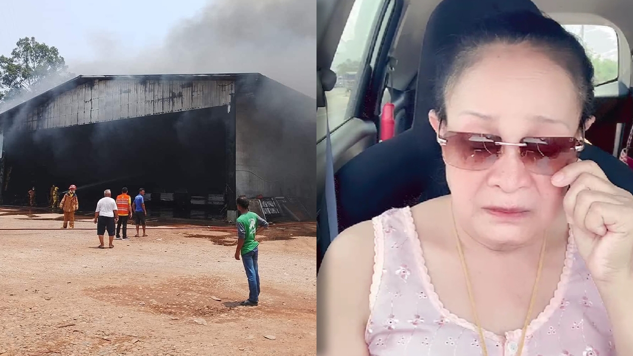 นาทีระทึกไฟไหม้โกดัง "เสียงอิสาน" แม่นกน้อย ร่ำไห้ อุปกรณ์วอดเกลี้ยง