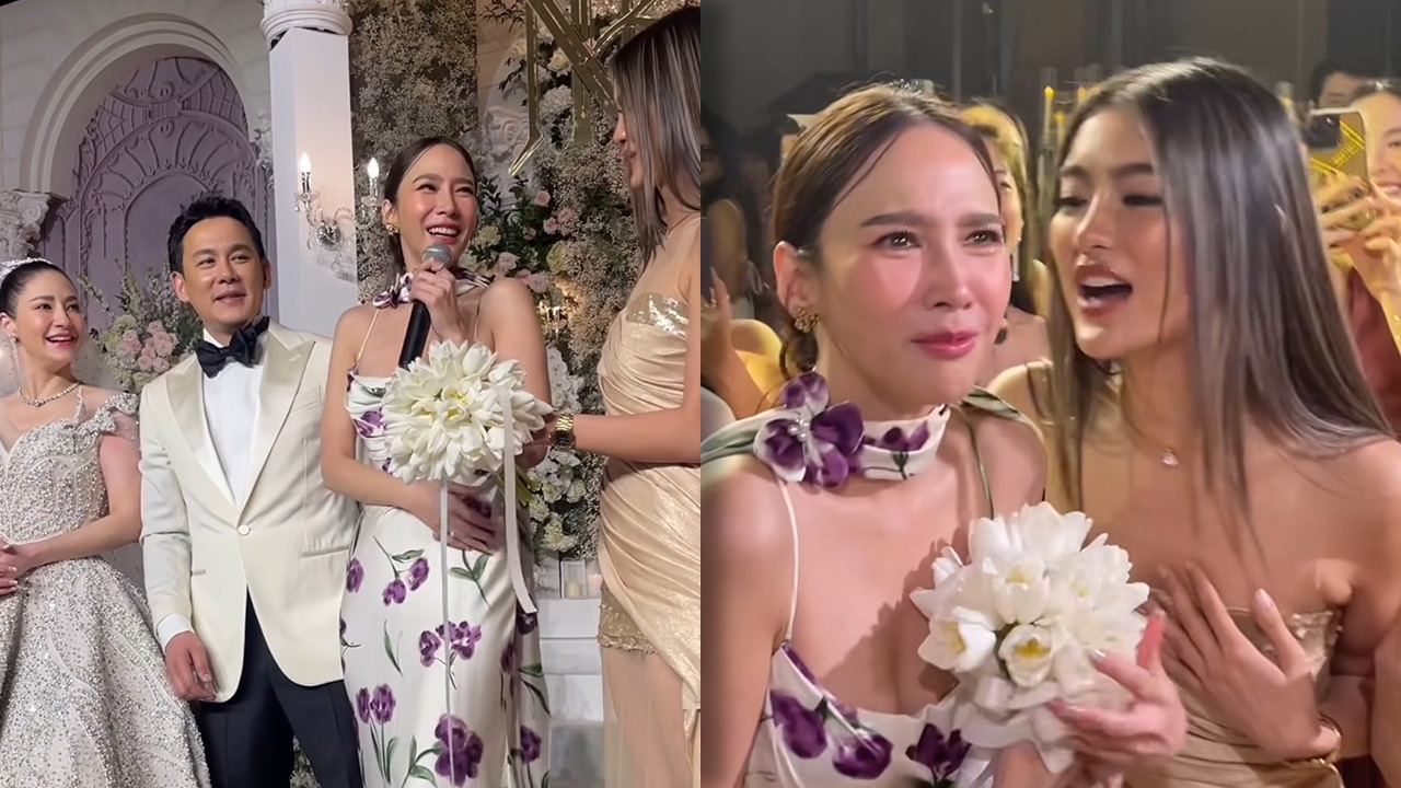 เผยคำพูดของ อั้ม พัชราภา หลังได้ดอกไม้งานแต่ง ก่อนส่งต่อให้ โยเกิร์ต (คลิป)