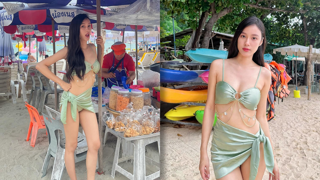 เก๋ไก๋ สไลเดอร์ สลัดลุคหวาน นุ่งบิกินี่สุดแซ่บ ยืนซื้อยำริมทะเล เห็นแล้วละสายตาไม่ได้จริงๆ