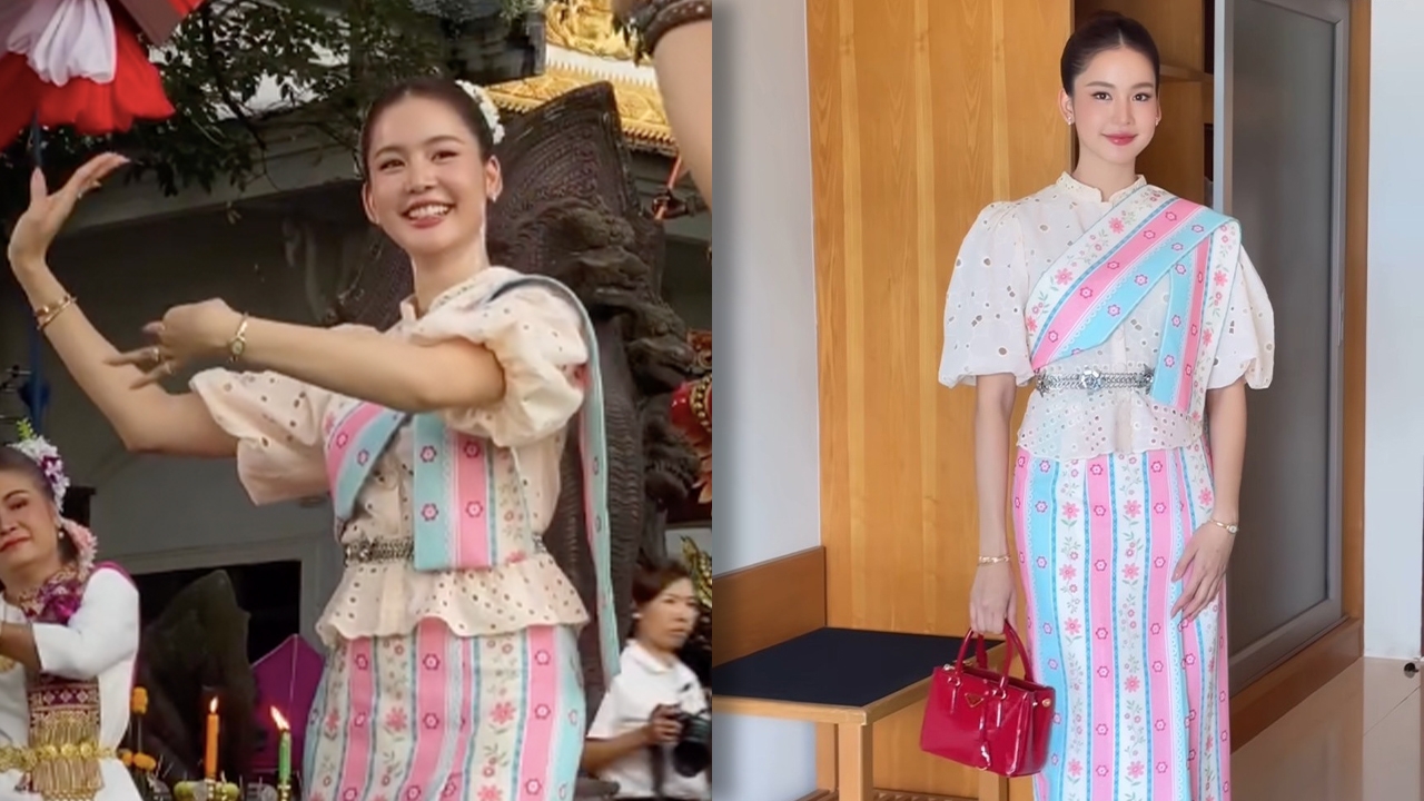 เปิดภาพ โบว์ เมลดา สวยสง่าในชุดไทยพื้นเมืองรำถวายสิ่งศักดิ์สิทธิ์ ในงานทอดกฐินที่นครพนม