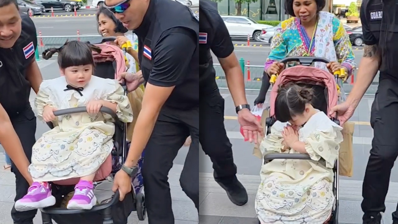 ชาวเน็ตชื่นชมมารยาท แอบิเกล ลูกแม่ชมพู่ ไหว้สวยขอบคุณพี่การ์ดที่ช่วยดูแล 