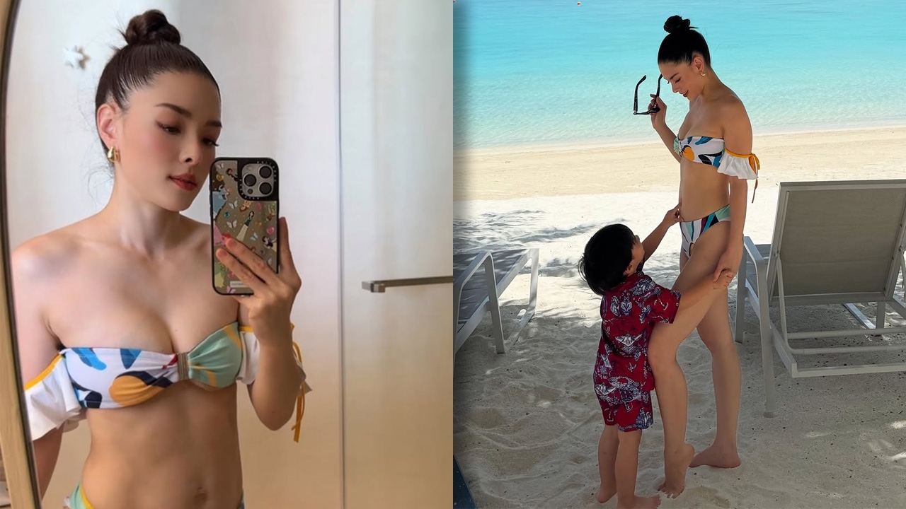 ลีเดีย ศรัณย์รัชต์ นุ่งชุดว่ายน้ำถ่ายรูปหน้ากระจก อวดหุ่นแซ่บคุณแม่ลูกสาม