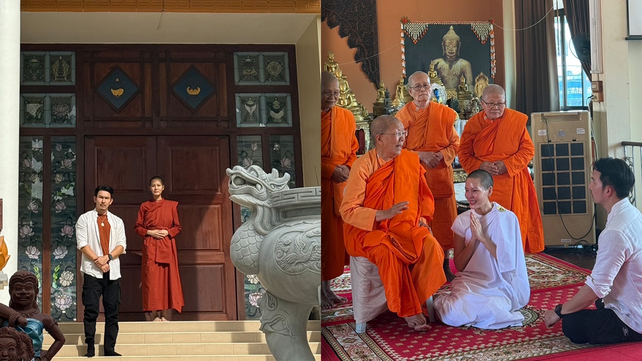 เปิดภาพ อั้ม อธิชาติ ร่วมพิธีสามเณรีเจนี่ลาสิกขา ปลื้มน้องได้บวชเรียนตามข้อปฏิบัติ