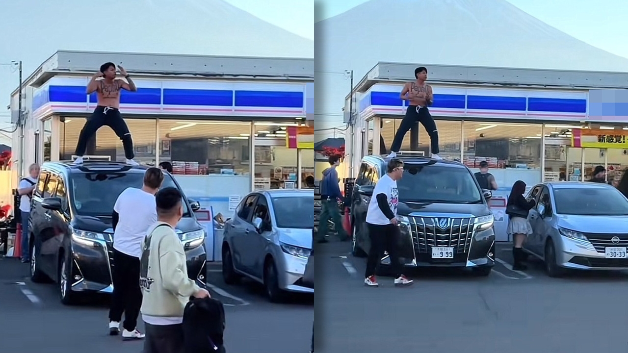 ดราม่าสนั่น! “แจ็กแปปโฮ” ถอดเสื้อเต้นบนหลังคารถหน้าวิวฟูจิ คนคอมเมนต์เตือนแต่เจอสวนกลับ