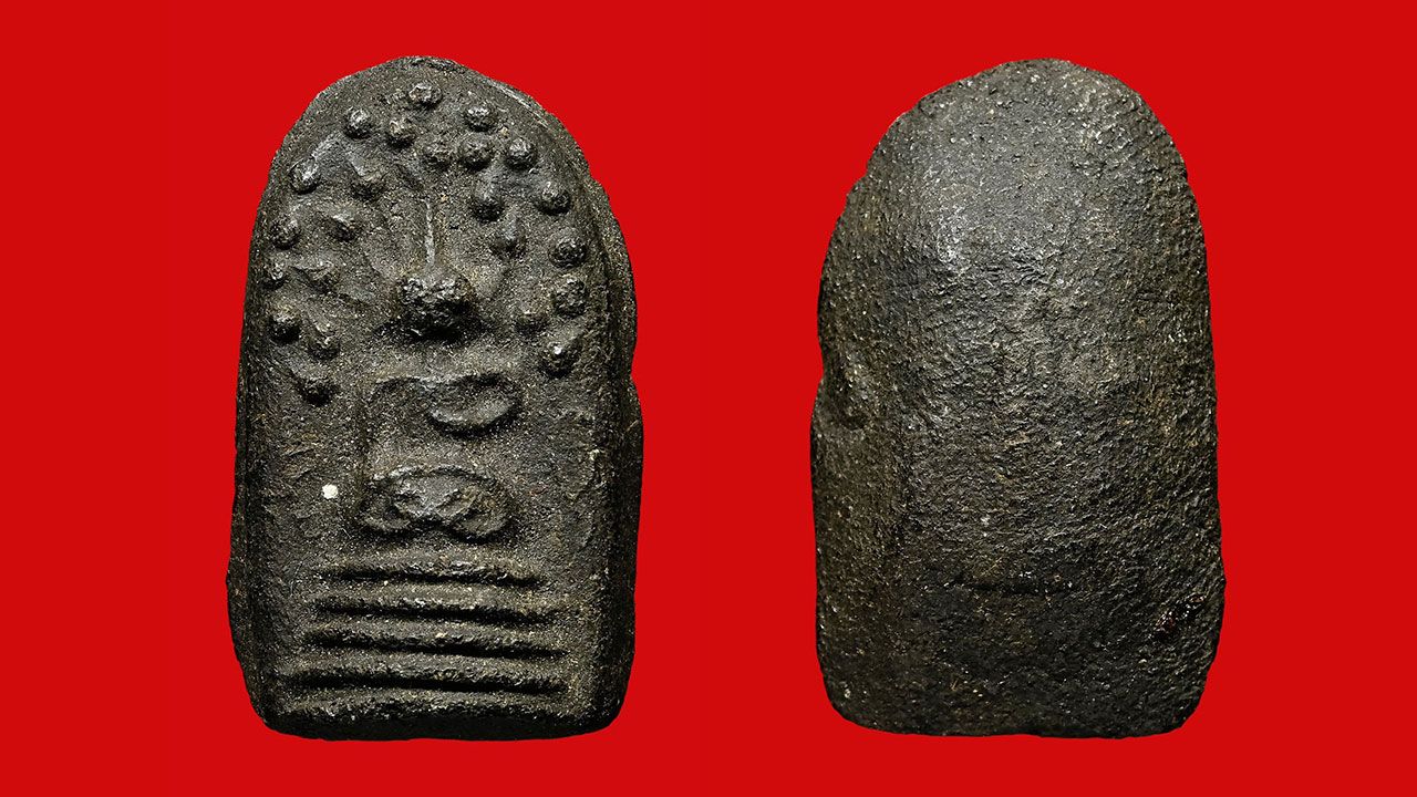 พระพิมพ์พระคง เนื้อผงคลุกรัก หลวงพ่อพริ้ง วัดบางปะกอก ของเต่า  พระเครื่อง.