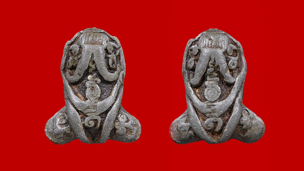 พระปิดตา มหายันต์ สองหน้า เนื้อชินตะกั่ว หลวงปู่เอี่ยม วัดหนังฯ ของ สถิต ราชบุรี.