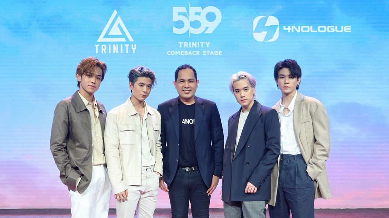 คืนบัลลังก์ วุธ–อนุวัติ วิเชียรณรัตน์ เปิดตัว 4 หนุ่ม TRINITY (ทรินิตี้) “เจมส์ ธีรดนย์, เติร์ด ลภัส, ปอร์เช่ ศิวกร, แจ๊คกี้ จักริน” ศิลปินในสังกัด 4NOLOGUE (โฟร์โนล็อค) เจ้าของฉายา  “บอยกรุ๊ปแห่งชาติ” ที่กลับมาพร้อมกับ SPECIAL TRACK เพลง “5:59 (Five-Fifty Nine)” เพลงครบรอบ 1 ปีในการเดบิวต์ ของทั้ง 4 หนุ่ม ที่ 4NOLOGUE Headquarters.