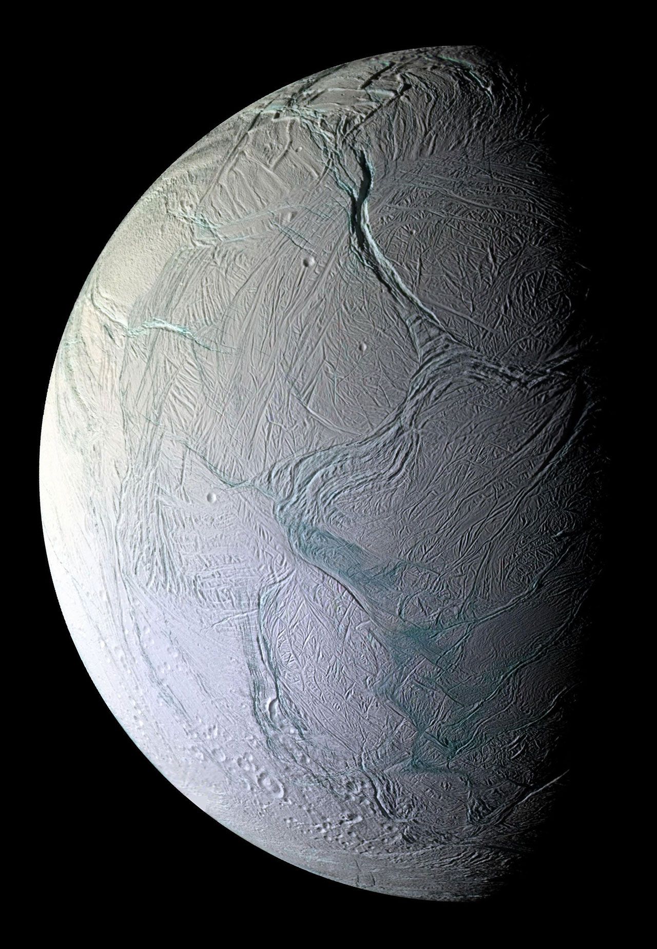 พื้นผิวดวงจันทร์เอนเซลาดัส Credit : NASA/JPL/Space Science Institute