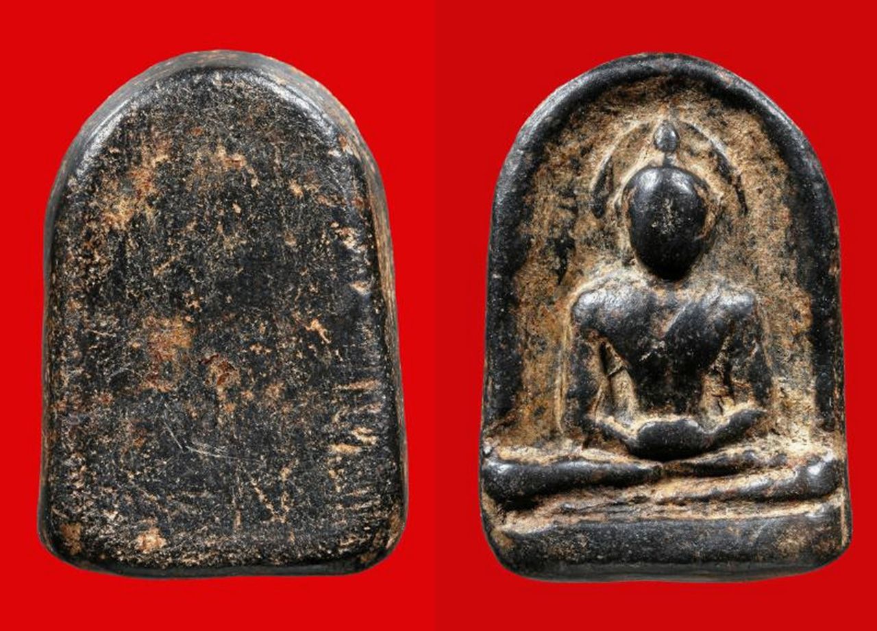 พระกำแพงซุ้มกอ (ดำ) ไม่มีลายกนก กรุลานทุ่งเศรษฐี ของช้าง ท่าดินแดง.