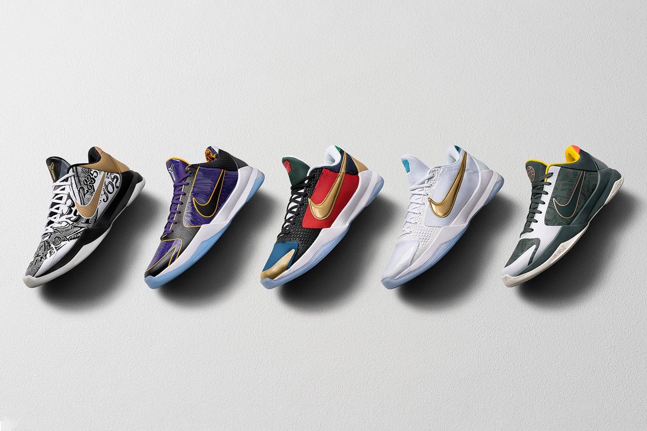 Kobe 5 Protro จากซ้ายไปขวา Big Stage, 5X Champion, What If และ Girls EYBL