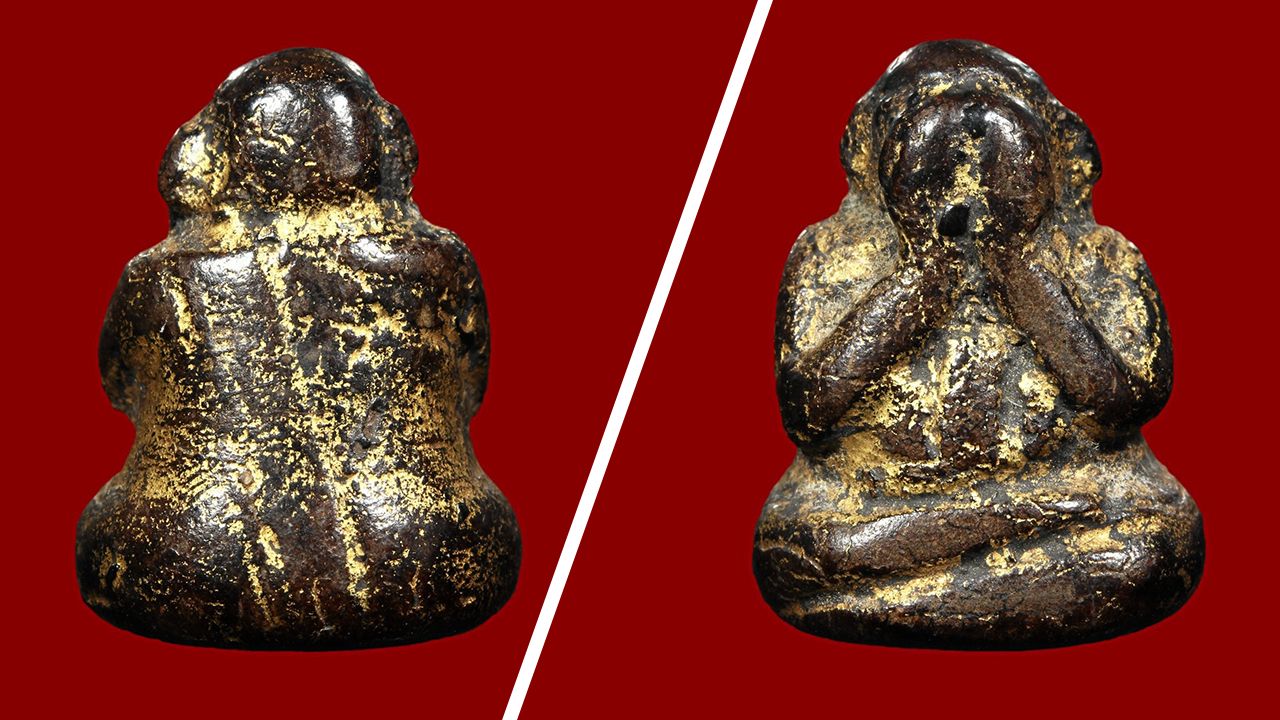 พระปิดตาพิมพ์ปั้น เนื้อผงคลุกรัก หลวงพ่อแก้ว วัดเครือวัลย์ ของ สถิต ราชบุรี.