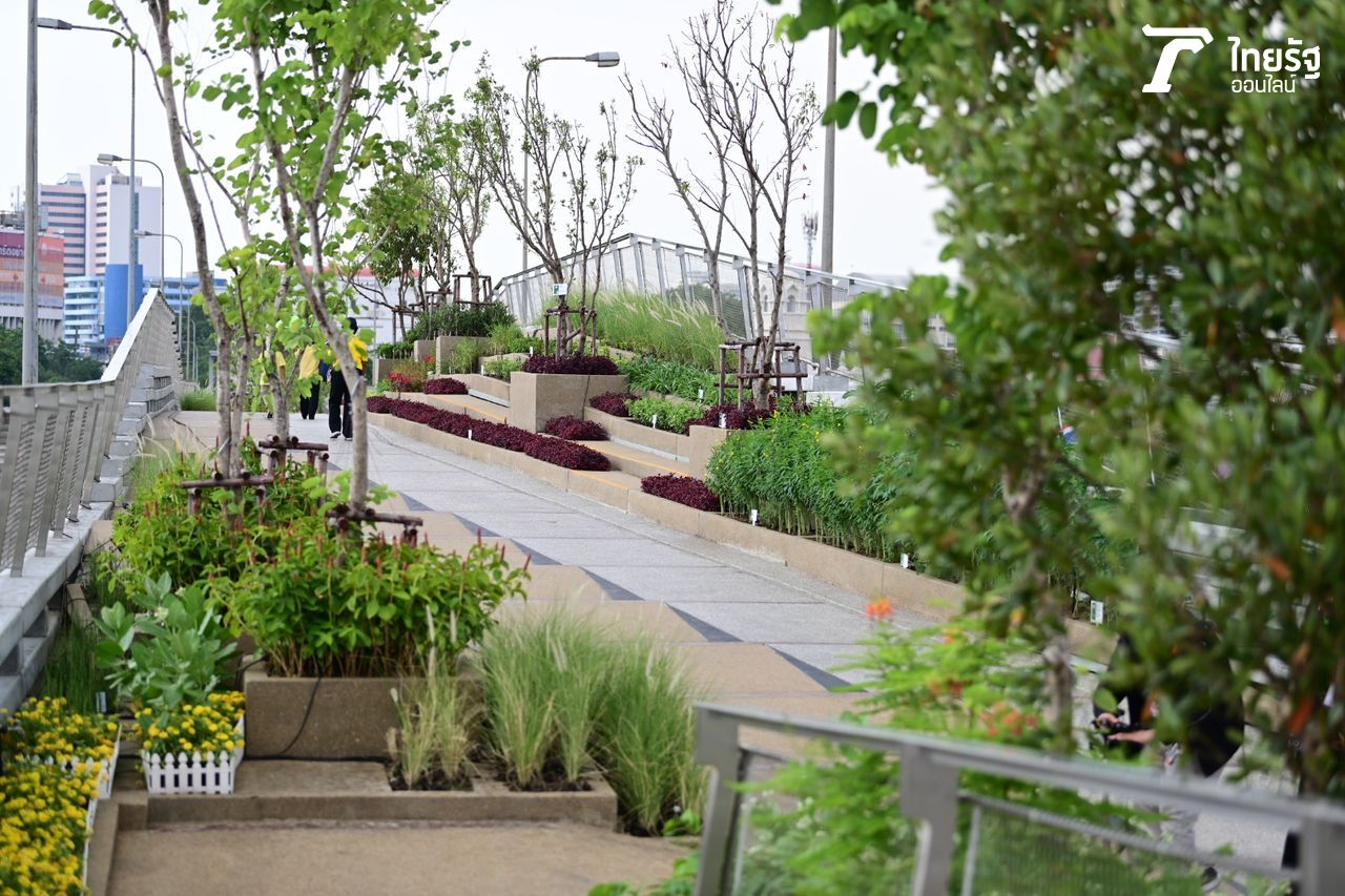 ทางเดินและวิ่ง ทำกิจกรรมในสวนสวย 