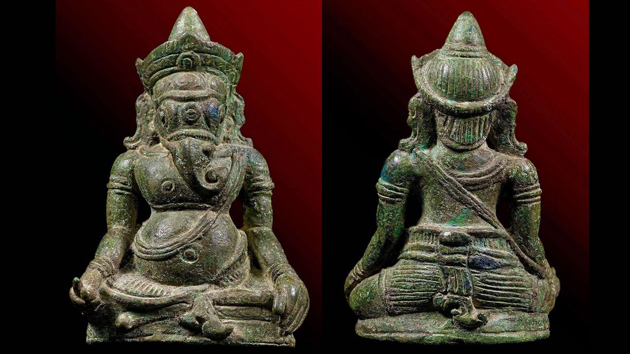 พระพิฆเนศวร เนื้อสัมฤทธิ์ หน้าตัก ๓ นิ้ว ศิลปะเขมร ของ พานิช แก้วประสิทธิ์.