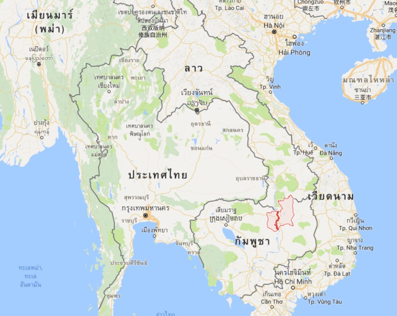 ที่ตั้งจังหวัดสตึงเตรง (สีแดง)