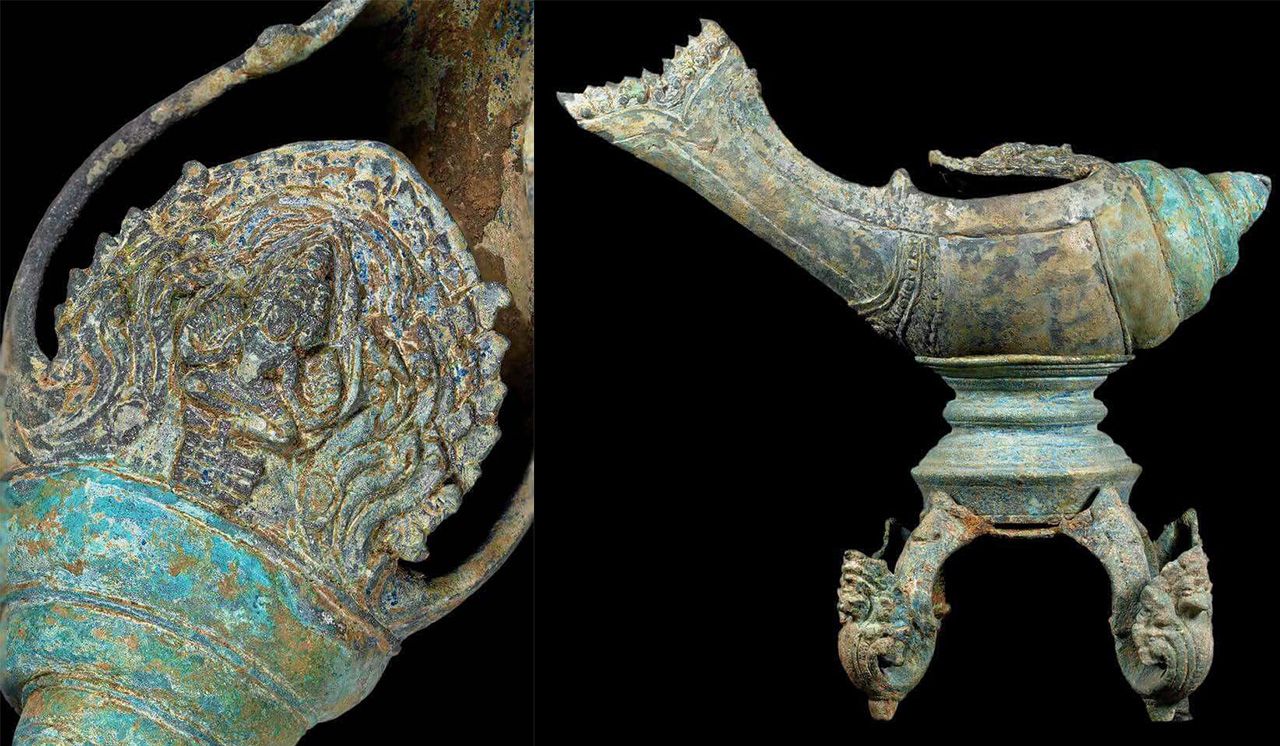 มหาสังข์ เหวัชระ ศิลปะเขมร (บายน) เนื้อสัมฤทธิ์ ของ สมปอง หงษ์ศรีเมือง.