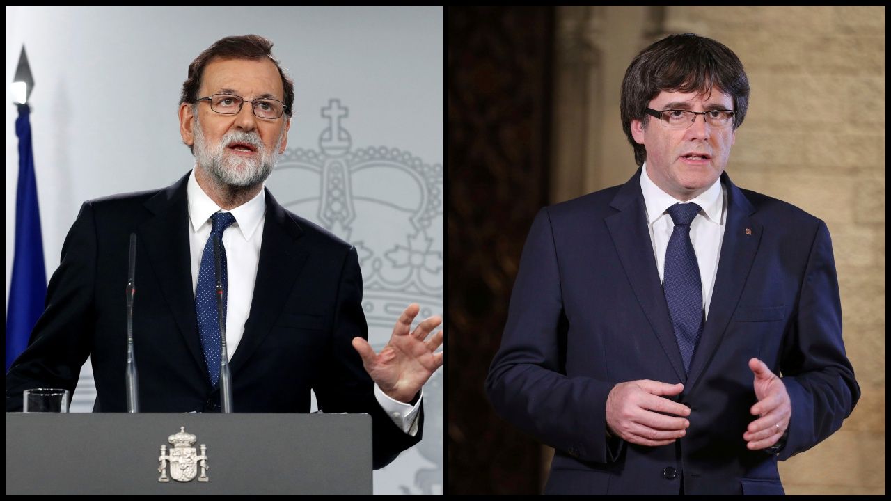 มาริอาโน ราฮอย นายกรัฐมนตรีสเปน และ คาร์เลส ปุยจ์เดอมองต์ ผู้นำแคว้นกาตาลุญญา