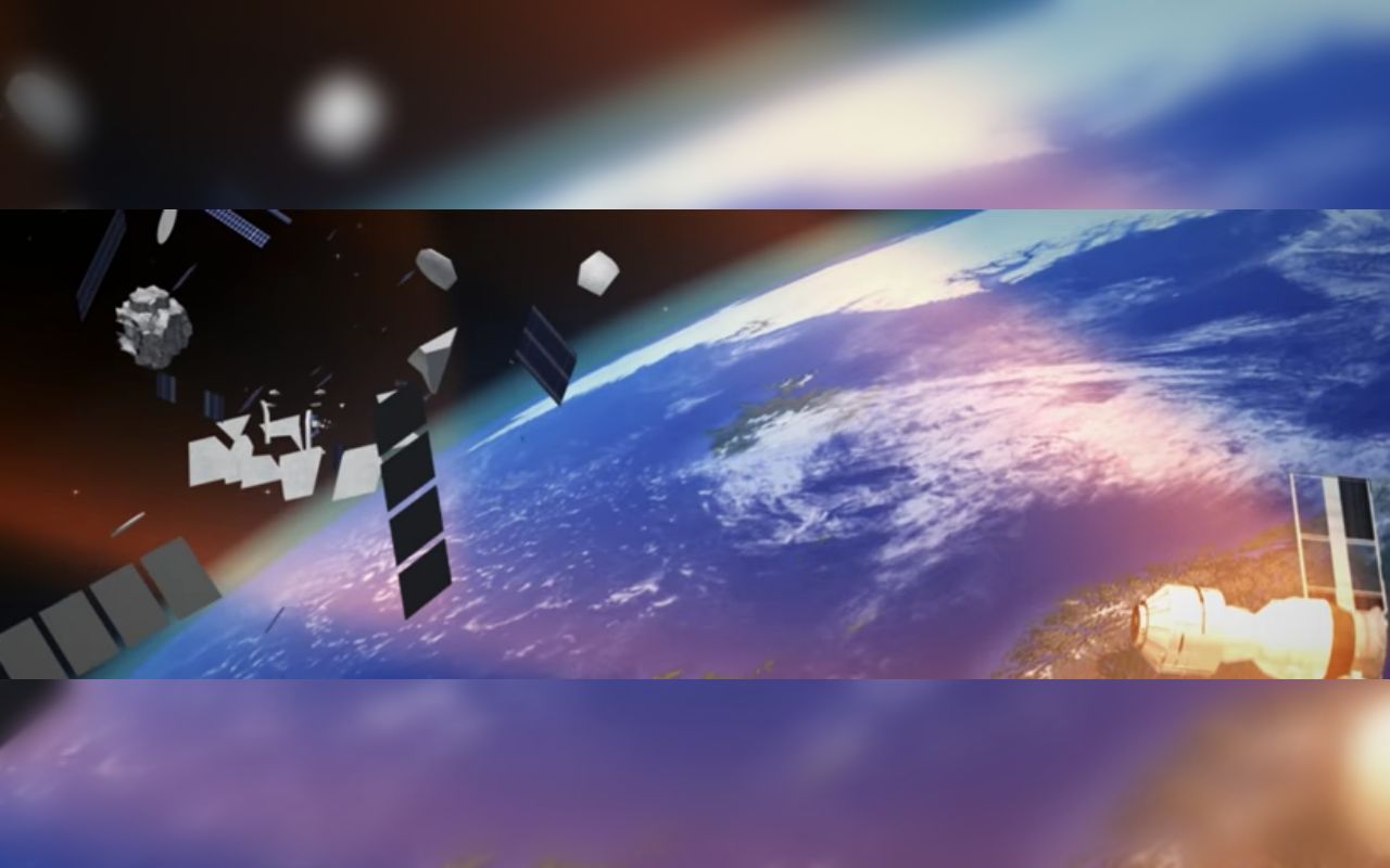 ภาพจำลอง เศษซากชิ้นส่วนเทียนกง-1 ขณะเข้าสู่ชั้นบรรยากาศของโลก