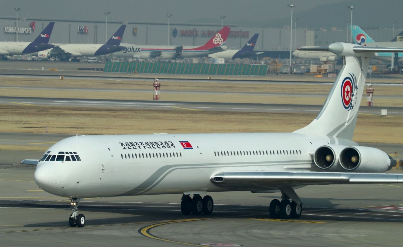 เครื่องบินเจ็ตส่วนตัวของคณะผู้นำเกาหลีเหนือที่เดินทางมาร่วมพิธีเปิดการแข่งขันโอลิมปิก ฤดูหนาว