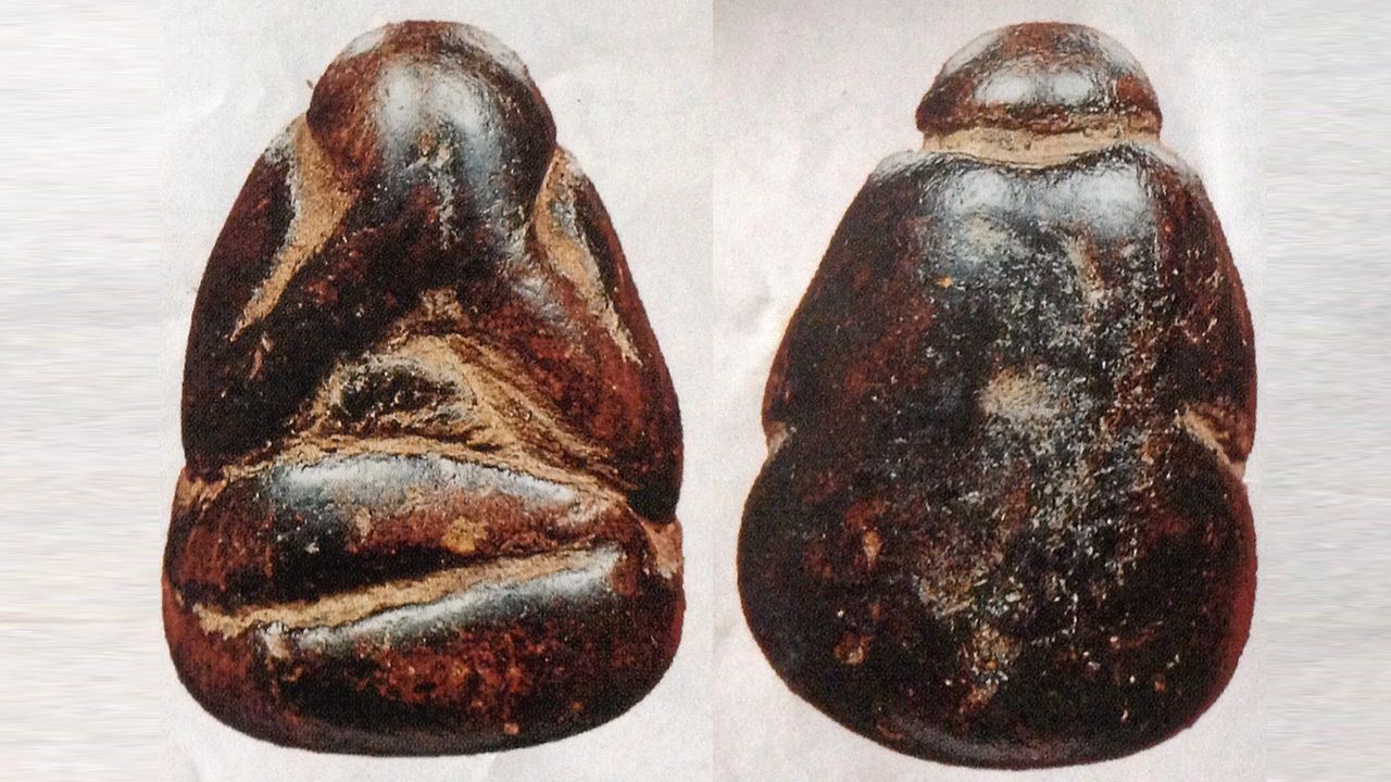 พระปิดตาพิมพ์ปั้น ลอยองค์เนื้อผงคลุกรัก หลวงพ่อแก้ววัดเครือวัลย์ ชลบุรีของอนันต์สีดอกบวบ.