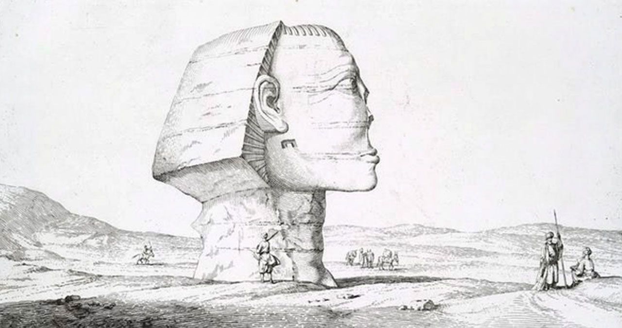ภาาพวาดในปี ค.ศ.1755 แสดงให้เห็นว่าจมูกของสฟิงซ์ถูกทำลายไปแล้ว.