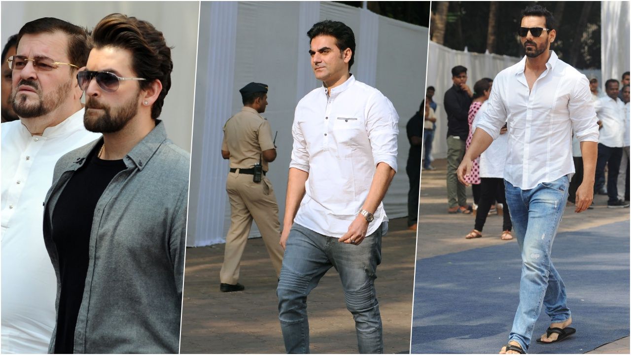 ดาราชายบอลลีวูด สีหน้าเคร่งขรึมขณะมาร่วมในพิธีศพ ศรีเทวี 