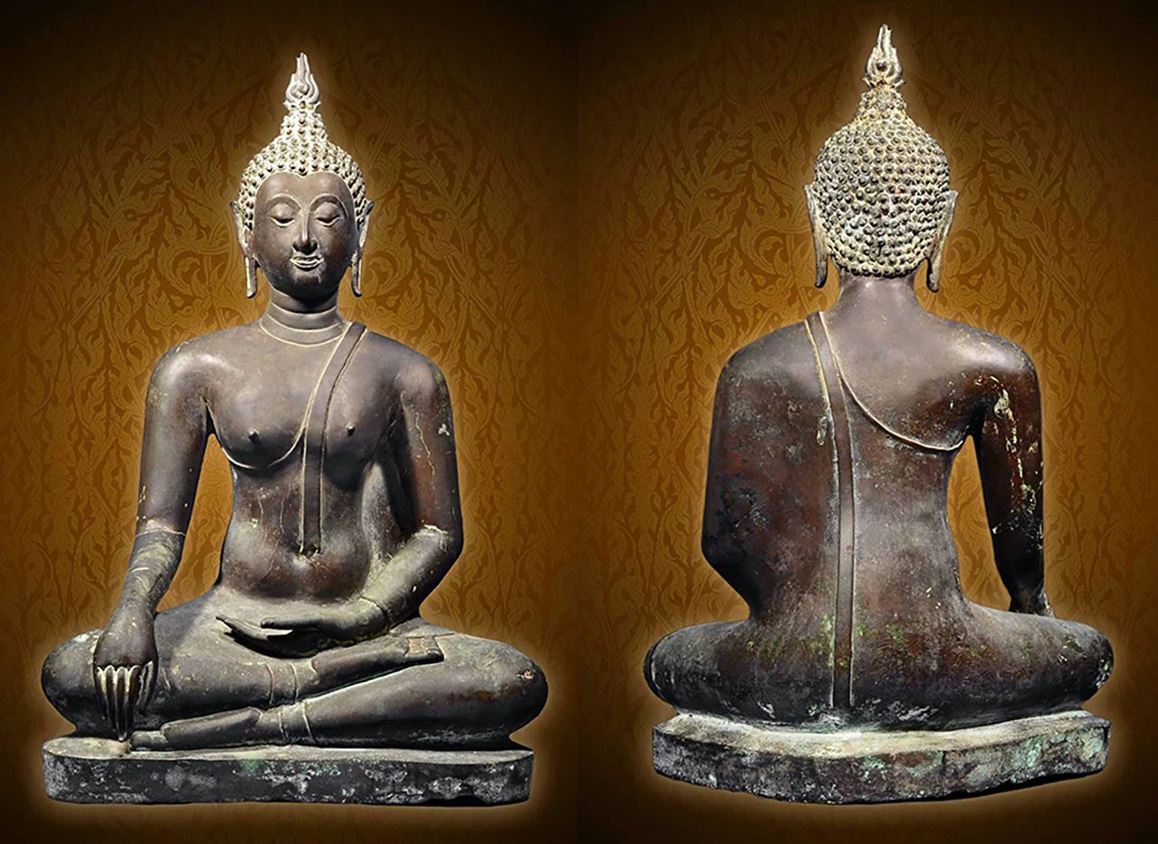 พระพุทธรูปบูชาสุโขทัย ยุคกลาง พุทธศตวรรษที่ ๑๘–๒๐ หน้าตัก ๑๒