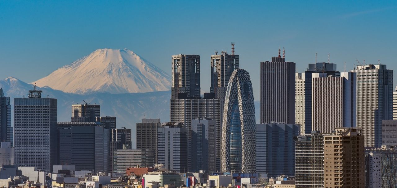 Mt. Fuji and Tokyo, shinjyuku Skyscrapers - Stock image