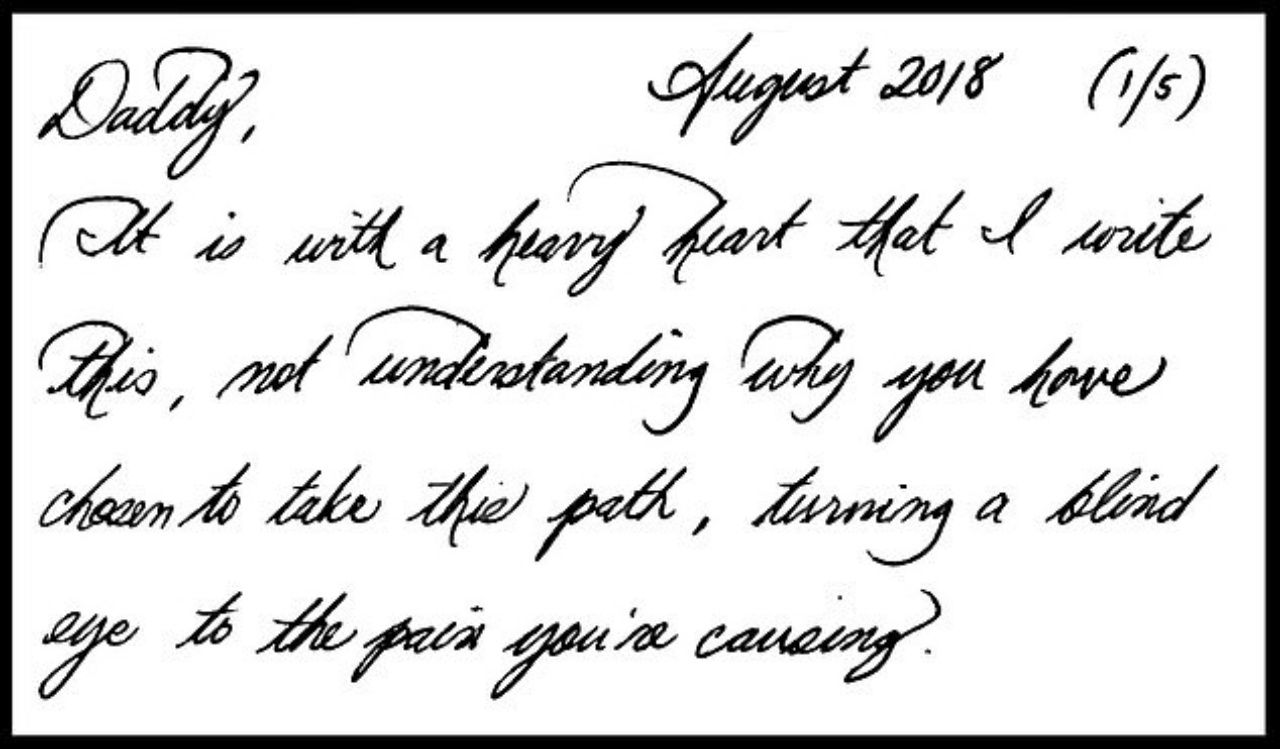 จดหมายแผ่นแรกจาก 5 แผ่นที่ดัชเชสเมแกนส่งถึงพ่อ