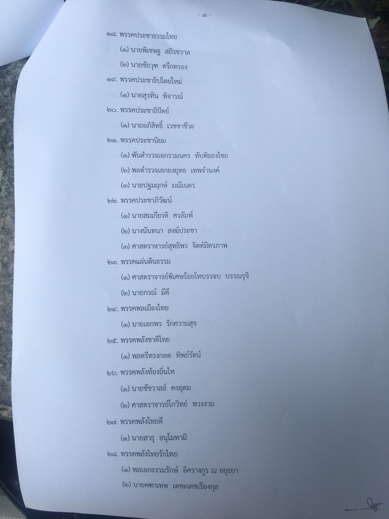 บัญชีรายชื่อนายกฯ