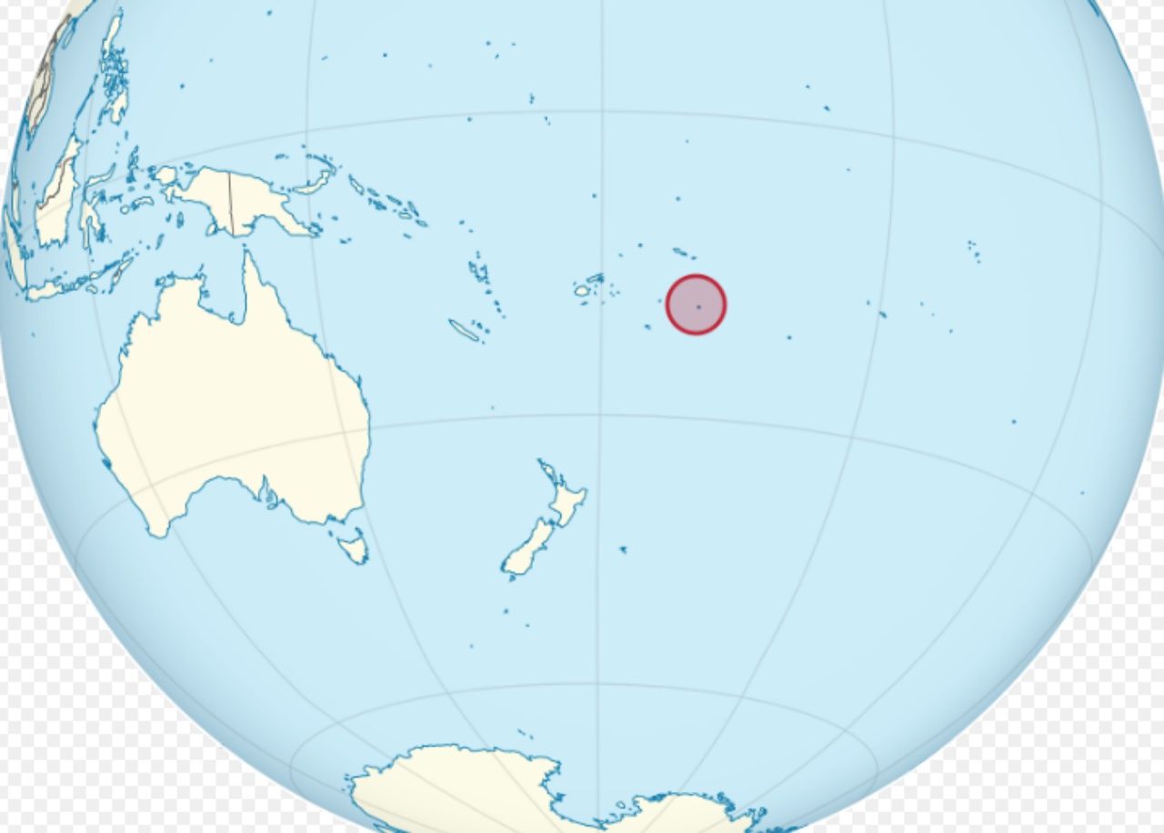 ที่ตั้งเกาะนีวเว (วงกลมสีแดง) ในมหาสมุทรแปซิฟิกตอนใต้
