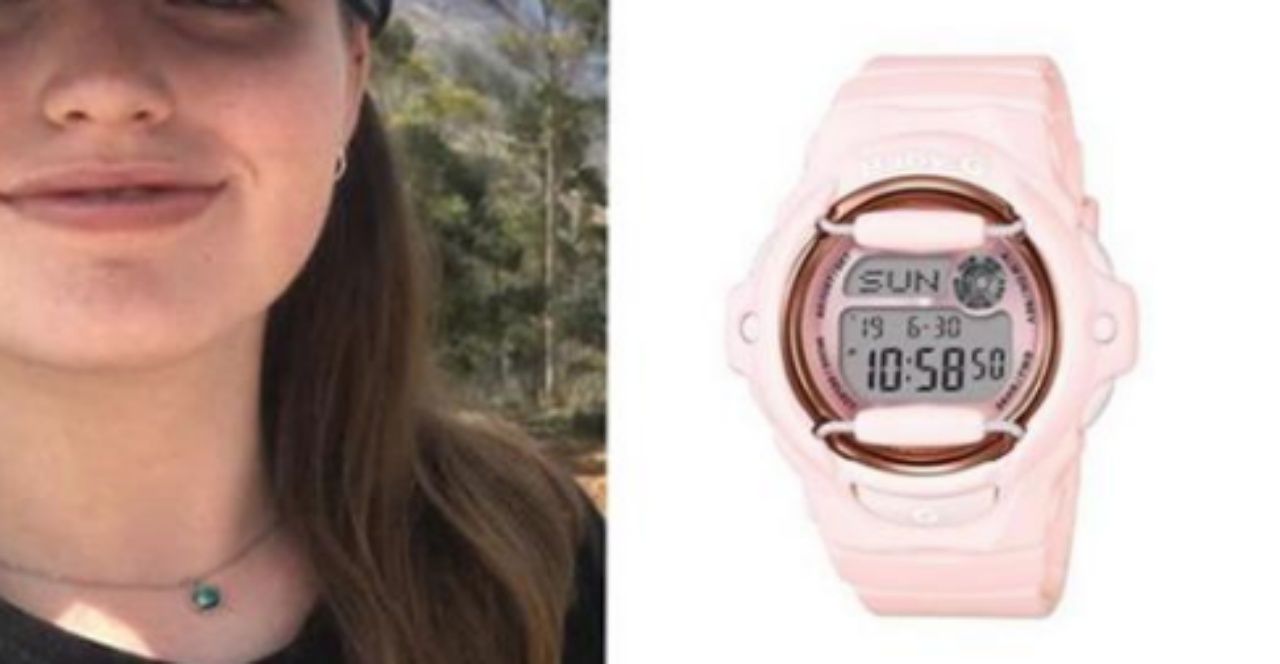 ภาพจากเฟซบุ๊ก เกรซ มิลเลน และนาฬิกาข้อมือสีชมพู ของเธอที่หายไปจากที่พักในเมืองโอ๊คแลนด์