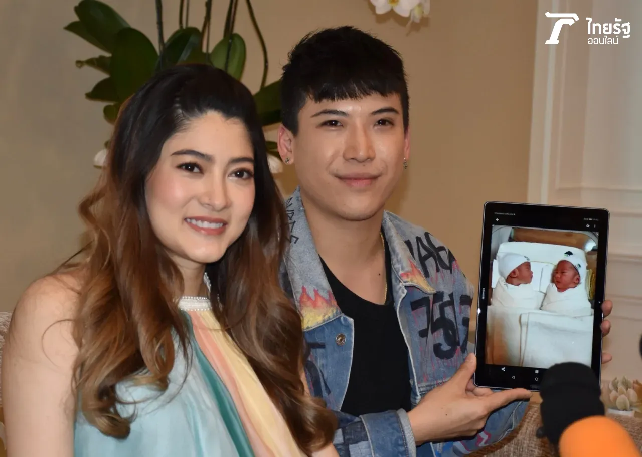 ป๊อก-มาร์กี้ สุขใจ มีก้า-มีญ่า ลืมตาดูโลก พร้อมเผยที่มาชื่อเล่นของลูก (คลิป)