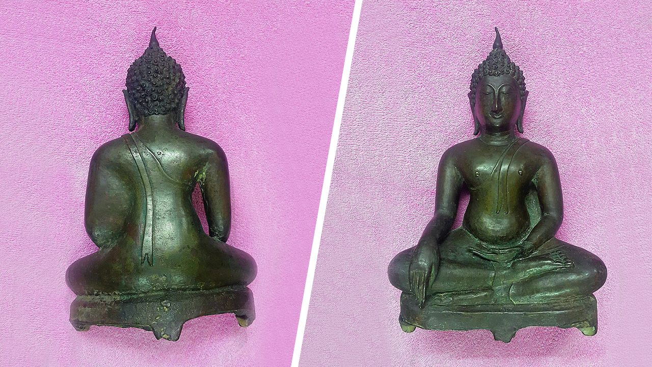 พระพุทธรูปบูชา พุทธศิลป์สมัยสุโขทัย ยุคต้น หน้าตัก ๘ นิ้ว ของ พล.อ.พัฒฑะนะ พุทธานานนท์.