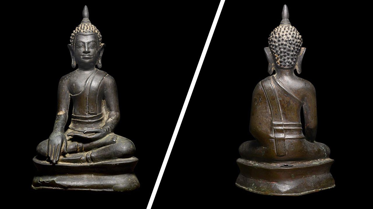 พระพุทธรูปบูชา พุทธศิลป์สมัยอู่ทอง ยุคต้น หน้าตัก ๓ นิ้ว ของอมรศักดิ์ พงศ์พศุตม์.